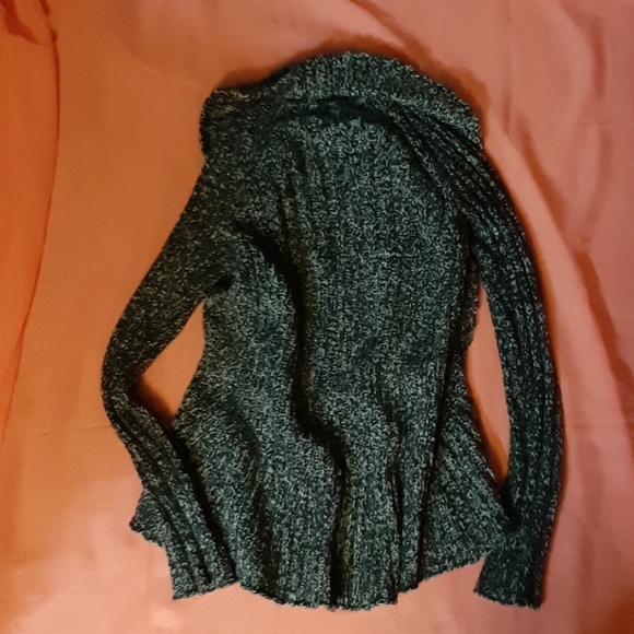 WOOL KNIT BLACK AND WHITE CARDIGAN SWEATER - Picture 2 of 6